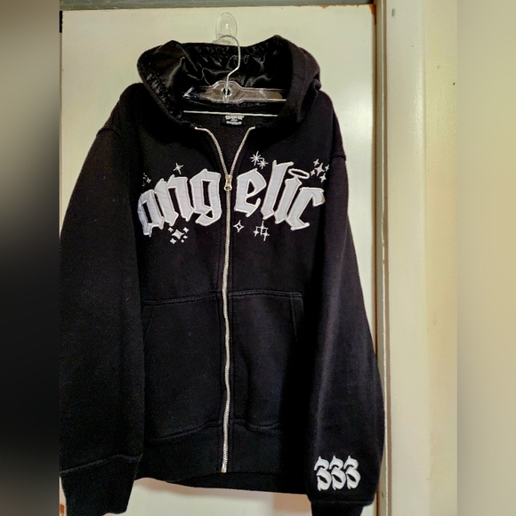 Angelic Motion Black Onyx Zipup Hoodie Mens Size M - Picture 6 of 8